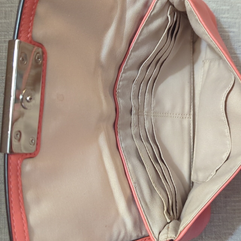 Coach Kristin Leather Flap Wristlet/Wallet/Baguette in Coral Pink - Picture 5 of 5